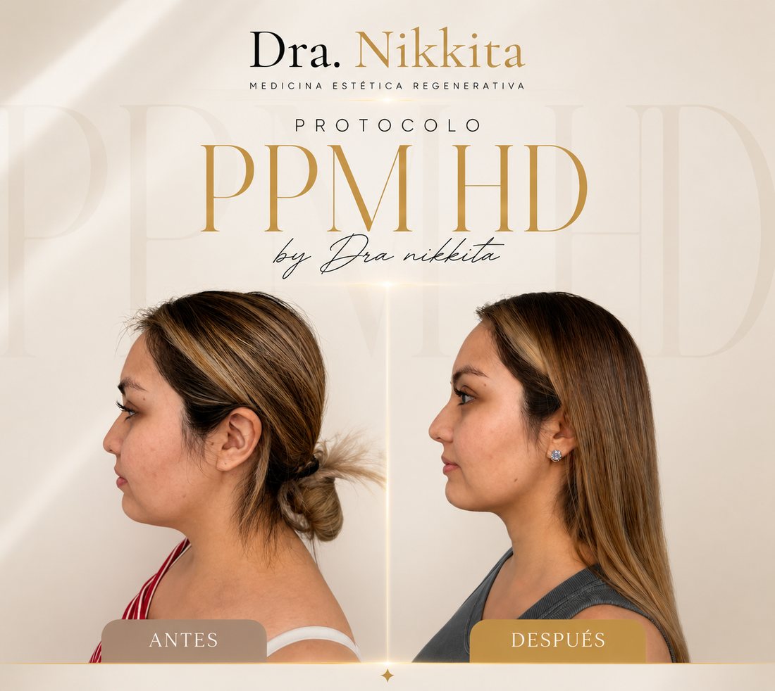 Antes y después de lipopapada en Santiago con la Dra. Nikkita